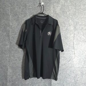 Nike Dri-FIT Polo Shirt Men Black Short Sleeve Graphic Apache Logo Athletic Golf